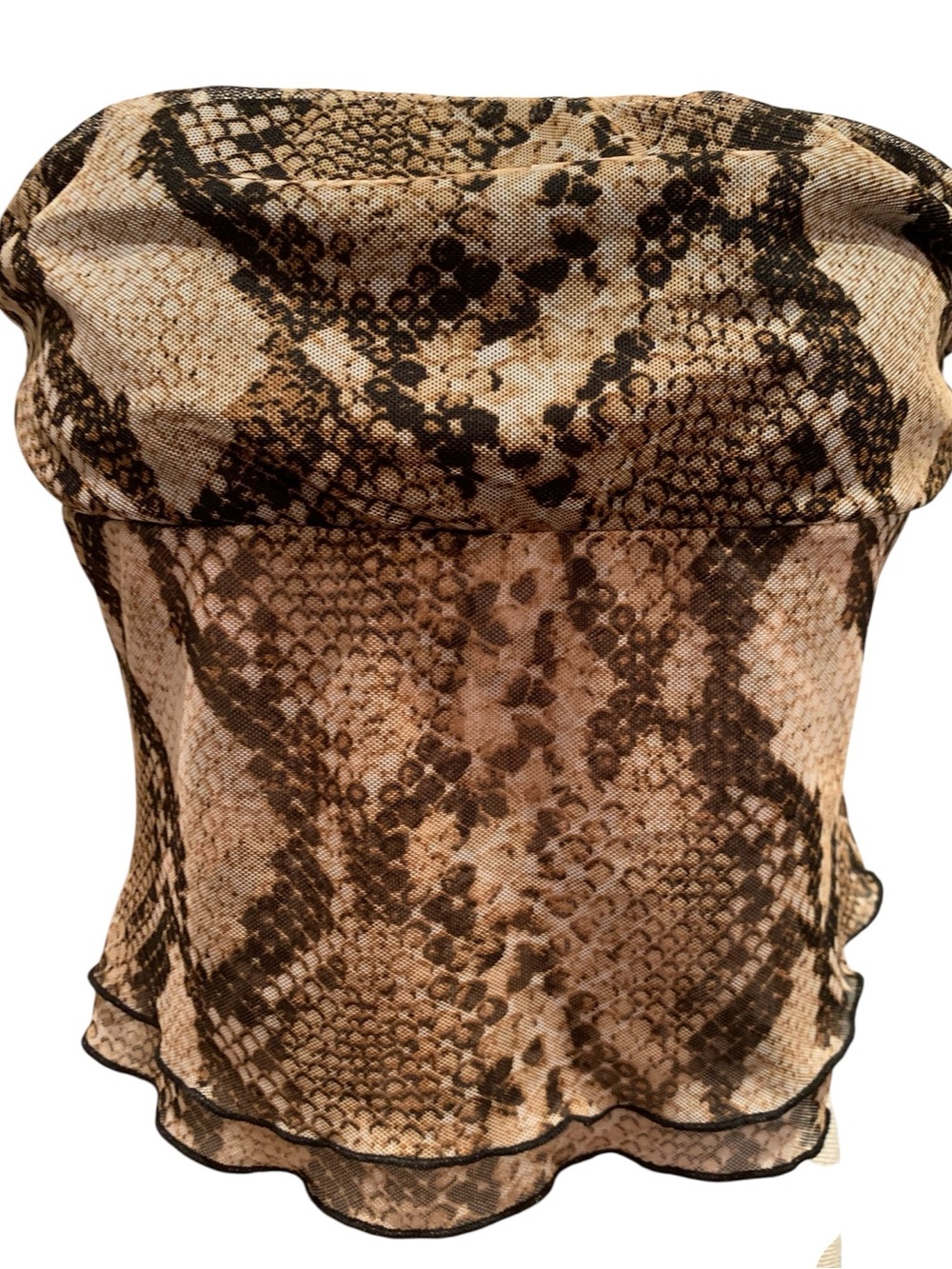 NWT! SILENCE NOISE-URBAN OUTFITTERS KORI MESH, PRINTED, RUFFLED TUBE TOP.